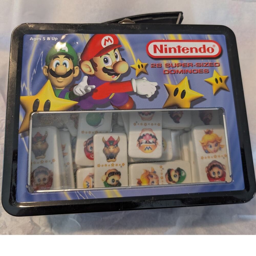 Vintage Nintendo 28 Super Size Dominos in Lunch Box Tin